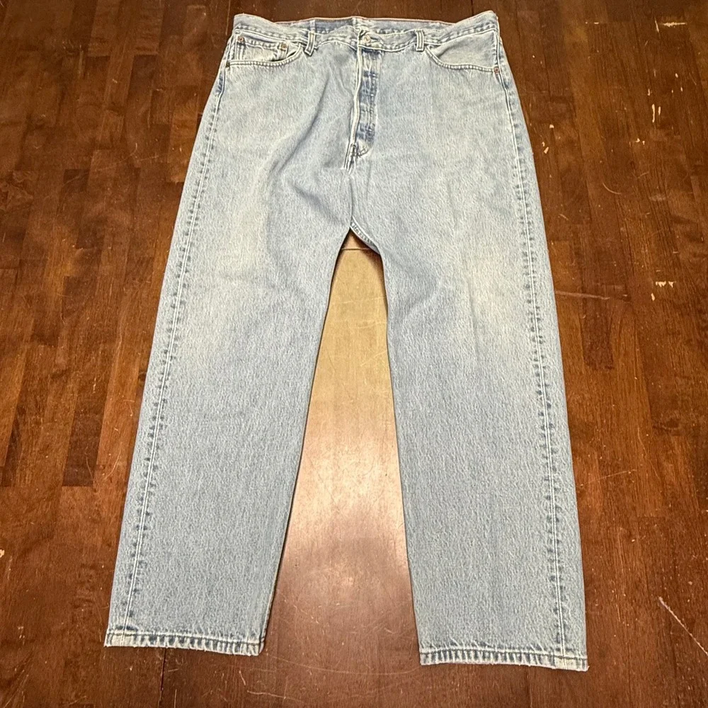 Vtg Levi's 501 Straight Leg Jeans Men 40x30 Light Wash Blue Button Fly Y2K